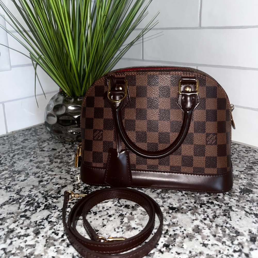 Louis Vuitton Brown Damier Ebene Alma BB Crossbody Bag with Gold Hardware